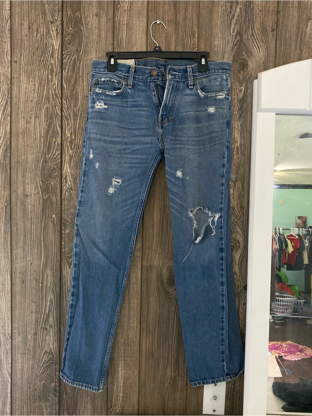Hollister Distressed Blue Straight Leg Jeans